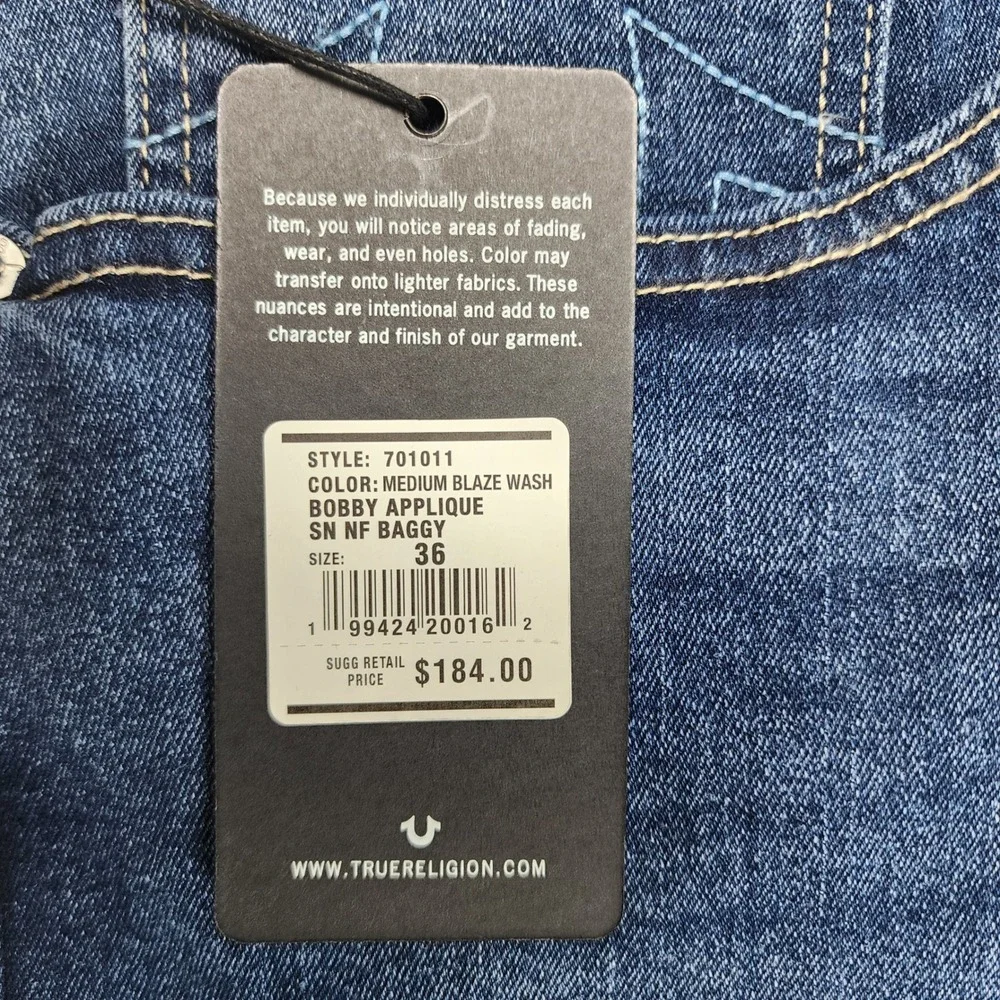 True Religion Bobby Men's Baggy Jeans Size 36X32 Y2K Streetwear NWT